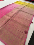 Yellow Pink Shade Georgette Designer Saree with Small Gold Butta JU24