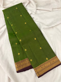Pure Mix Silk Saree - Olive Green x Brown - JU23