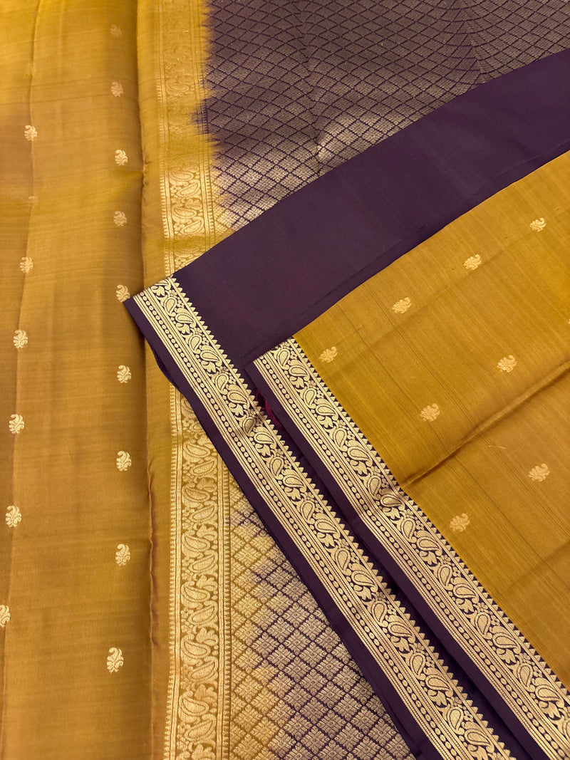 Pure Mix Silk Saree - Gold x Purple - JU23