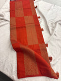 Orange x Purple Soft Cotton Designer Saree with Box Pattern and Zari