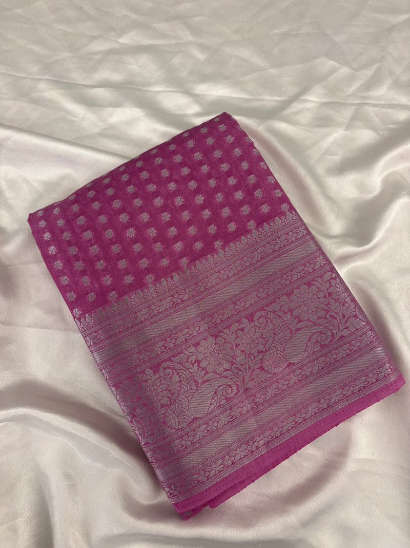SAMITA - Baby Pink Silver Butta Soft Silk Designer Saree
