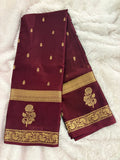Brown Crepe Silk Saree with Sunflower Bentex Border