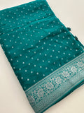 Sapphire Blue Chinon Georgette Saree with Silver Butti and Grand Leaf Pallu JU24