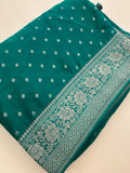 Sapphire Blue Chinon Georgette Saree with Silver Butti and Grand Leaf Pallu JU24