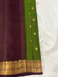 Pure Mix Silk Saree - Olive Green x Brown - JU23