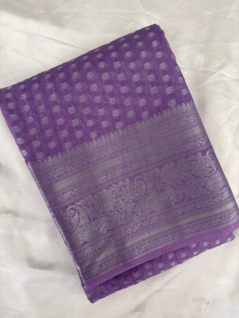 SAMITA - Lavender Silver Butta Soft Silk Designer Saree