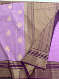 Pink x Purple Semi Silk Saree with Chex Pattern and Leaf Butta