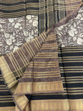 Black into Grey Floral Print Viscose Silk Saree SALE
