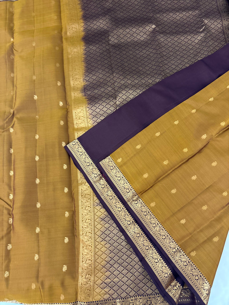 Pure Mix Silk Saree - Gold x Purple - JU23