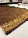 Pure Mix Silk Saree - Olive Green x Brown - JU23